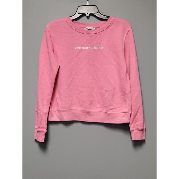 NWOT Zara Women's Pink Sweatshirt S "Centre of Attention" - Picture 1 of 4
